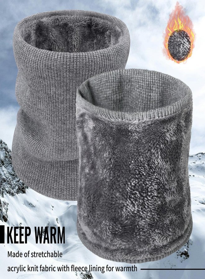 HOPSOOKEN 3 Pack Neck Warmer Gaiters for Men Women Windproof Warm Thermal Fleece Face Ski Mask Winter Scarf for Cold Weather(Lightgrey,Navy,Black) - Image 2